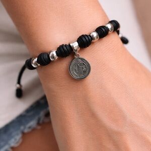 Saint Benedict Adjustable Black Beaded Bracelet